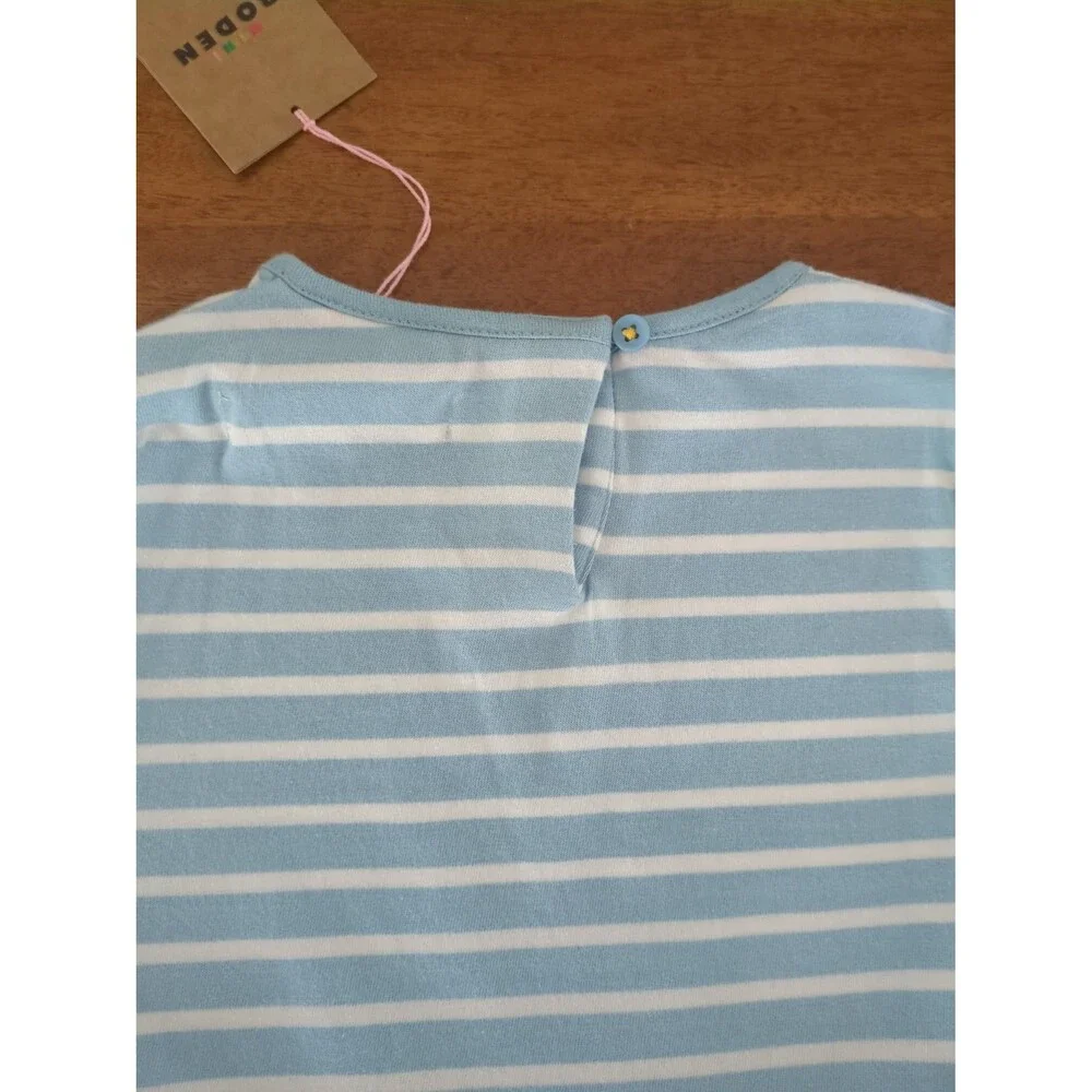 Mini Boden Girls Appliqué Long Sleeve Dress Chambray Blue Horses size 5/6 NWT